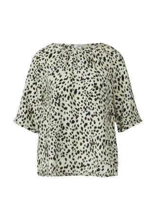 s.Oliver Red Label - Strukturierte Bluse aus Viskosemix mit Raffung weiß - Gr. - 36