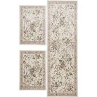 THEKO Bettumrandung Flomi Sagrini, Höhe 3 mm, (3-tlg), Teppich-Set, Flachgewebe, Pastell-Farben, Blumen Design, mit Bordüre