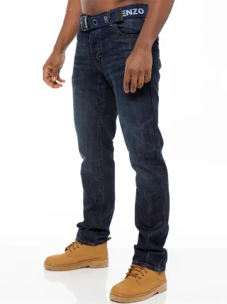 Enzo | Herren Denim Straight Fit Jeans - Dunkelblau