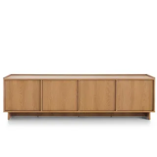 Ravio Tv-Lowboard, Eiche, Holzwerkstoff, Holz, Eiche, 4 Fächer, Rechteckig, 195x55x39 cm, Wohnzimmer, Wohnwände, Lowboards, Lowboards stehend