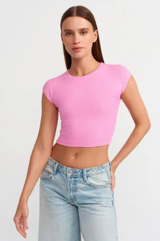 Slim Fit Crop-Jersey-Bluse