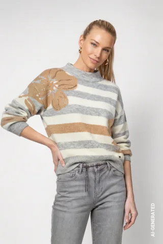 monari - Strickpullover mit weicher Haptik light grey melange - Gr. - 44
