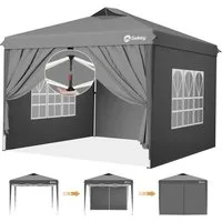 Sekey Pavillon 300 x 300 cm mit Seitenteile Faltpavillon Gartenpavillon Winterfest, mit 4 Seitenteilen, (inkl. 4 Seitenteile), Partyzelt höhenverstellbarer, Gartenpavillon Pop Up Partyzelt