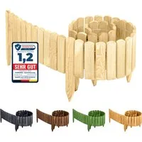 Garronda Rasenkante Beeteinfassung Holz Rollzaun Flexibler Rollborder Länge: 2m GD-0046