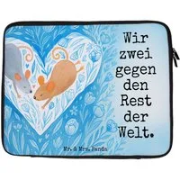 Mr. & Mrs. Panda Laptop-Hülle Mäuse Herz Design, Laptop Tasche 17" 40 x 30 cm, Weiß, Case, Freundin, Pärchen Notebook Hülle Liebesgeschenk