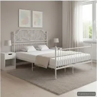 furnicato Bettgestell Metallbett 206x144x131 cm Weiß – Robust und Pulverbeschichtet (1-tlg), Pflegeleichter Bettrahmen mit stabilen Latten für maximalen Halt