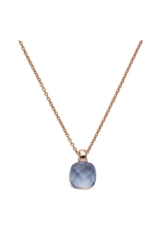 Jamelli Anhänger mit Kette 925 Silber rosé vergoldet Quarz blau (beh.)
