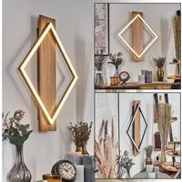 hofstein Wandleuchte Wandlampe aus Metall/Kunststoff in Holzoptik/Schwarz/Weiß, ohne Leuchtmittel, 3000 Kelvin, 24 Watt, 3320 Lumen