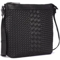 Benthill Umhängetasche Damen Echt Leder Umhängetasche Vintage Handtasche geflochtenem Muster, Schultergurt / Umhängegurt Reißverschlussfach