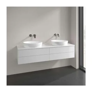 Villeroy und Boch Antao Waschtisch-Unterschrank L28050GF mit Beleuchtung, 4 Auszüge, 1600 x 360 x 500 mm, Front ohne Struktur, Glossy White Lacquer / Glossy White Lacquer
