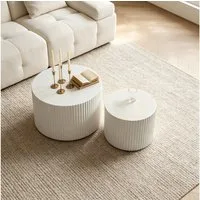 WILLIAMSPACE Couchtisch Carno MDF Couchtisch Set, rund & ineinander schiebbar platzsparend
