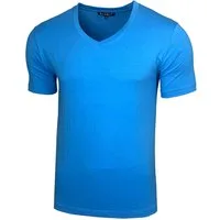 Baxboy T-Shirt Baxboy tiefer V-Ausschnitt Uni Basic Herren Kurzarm T-Shirt V-66