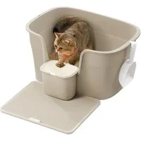 FEANDREA Katzentoilette Katzenklo extragroße, für große Katzen, mit hohen Seitenwänden, Schaufel
