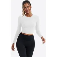 Imily Bela T-Shirt Damen Geripptes Slim Fit Sport Crop Top (Packung, 1-tlg., 1per-Pack) Volltonfarbe