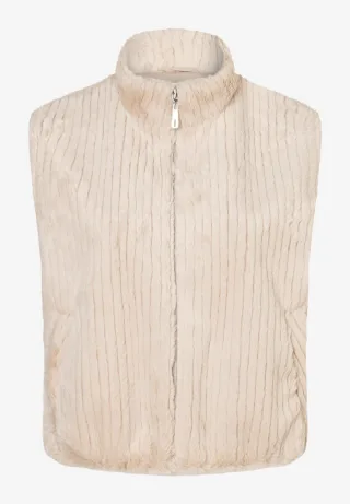 MORE & MORE - Fake Fur Weste beige - Gr. - 44