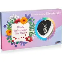 BRUBAKER Perlenketten-Set Wunschperle für die beste Mutter der Welt (4-tlg., Set), Halskette Silber Herz + Muschel mit Perle – Muttertagsgeschenk-Set