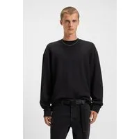 HUGO Langarmshirt Nuwolo Rundhalsausschnitt, lässig geschnitten, Logo-Badge