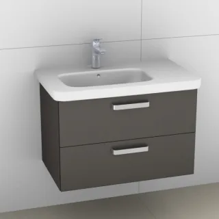 Artiqua 411 Waschtischunterschrank für DuraStyle 232580 Becken links Stahlgrau Metallic, 411-WU2L-D4 411-WU2L-D42-7141-88