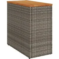 vidaXL Gartentisch Garten-Beistelltisch mit Holzplatte Grau 58x27,5x55 cm Rattan (1-St)