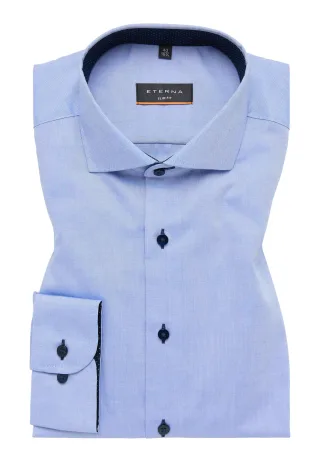 ETERNA - Hemd Pinpoint Langarm blau - Gr. - 39/Langarm - 67cm