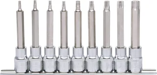 KS Tools 1/2" CHROMEplus Bit-Stecknuss-Satz Torx, lang, 9-tlg T20-T60 - 918.1317