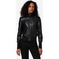 RICANO Lederjacke Cara Lederjacke mit Strickkragen und Reißverschluss