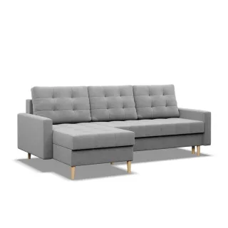 Ecksofa, Grau, Textil, 4-Sitzer, L-Form, 223x140 cm, Wohnzimmer, Sofas & Couches, Wohnlandschaften, Ecksofas
