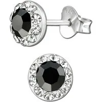 Limana Paar Ohrstecker Damen Ohrringe 925 Silber 6mm 8mm runde schwarze Damenschmuck, Damenohrringe für jeden Tag