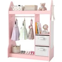 KOMFOTTEU Kleiderständer, Kinderkleiderschrank Kindergarderobe mit Spiegel & Kleiderstange
