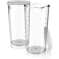 Arendo Messbecher mit Deckel, 600ml, 20 Unzen, Klarsichtbecher, Mixbecher aus Kunststoff, Kunststoff, (2-St), ideal für elektrische Handmixer, Stabmixer & Handrührer