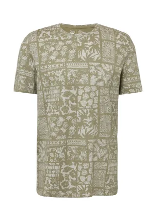 s.Oliver Red Label - T-Shirt mit All-over-Print grün - Gr. - L