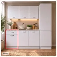 HTI-Living Unterschrank Küchenunterschrank Jenna Weiß 50 cm (1 Stück, 1-St., 1 Küchenunterschrank) Modular erweiterbar, modernes Design, Arbeitsplatte Marmoroptik