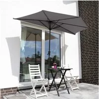 Sekey Balkonschirm 270 cm Sonnenschirm Halbrund Terrassenschirm mit Kurbel, UV50+ Schutz, Halbrundschirm für Balkon, Garten, Hof, Restaurant, Café, Biergarten