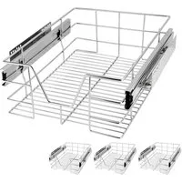 Casaria Schubkasten, 30 cm 4er Set Verchromt 25kg Belastbar Vollauszug mit Montagematerial