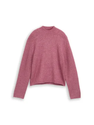 Denim Tom Tailor - Strickpullover mit Wollanteil dusty berry melange - Gr. - L