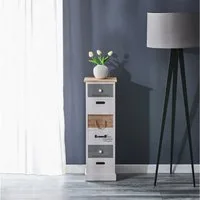 CARO-Möbel Kommode SALVA, Kleiner Schubladenschrank, Holzregal mit 6 Schubladen Vintage Stil