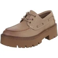 Ital-Design Komfortabler Schuh mit profilierter Sohle für Damen Schnürschuh (91261495) Blockabsatz Schnürer in Hellbraun