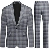 Allthemen Anzug (2 tlg) Slim Fit Herrenanzug im Farbeblock-Karomuster