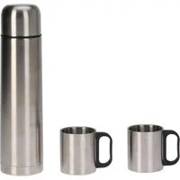 HAC24 Isolierflasche Edelstahl Thermosflasche 1 Liter Thermobecher Isolierkanne, bis zu 6 Stunden Warmhaltend mit 2 Becher je 180 ml