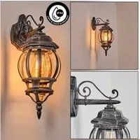 hofstein Außen-Wandleuchte Außenwandlampe aus Metall/Glas in Schwarz/Silberfarben/Klar, ohne Leuchtmittel, Wandleuchte im Vintage/Antik/Landhaus-Design, E27, IP44