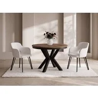 WFL GROUP Esstisch Clara im Loft-Stil rund ausziehbar mit schwarzen Metallbeinen (MADE IN EU, erhältlich in zwei Größen – 100/120 cm, ausziehbar auf 180/200 cm), platzsparender Industrial Tisch in Holzoptik für Wohnzimmer oder Küche