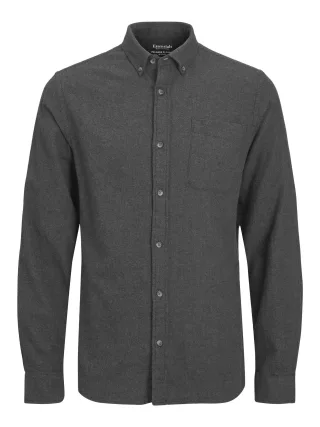 JACK&JONES - JJECLASSIC MELANGE SHIRT LS NOOS dark grey melange - Gr. - M