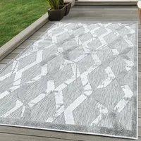 SIMPEX24 Outdoorteppich Boho Design, Läufer, Höhe: 10 mm, Outdoor Teppich Grey Farbe 3D Boho Design für Küchen Balkon Terrasse