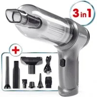CLEANmaxx Akku-Handstaubsauger Saug-, Gebläse- & Vakuumierfunktion, 50 W, beutellos, 3-in-1 Funktion Handstaubsauger Kabellos Mini Staubsauger 7 Aufsätze