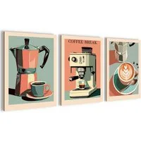 Novart Wandbild Küchenbilder Kaffee Retro Bilder Küche Esszimmer Cafe Bar Deko, made in Germany, moderne Wandbilder, Küche