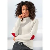 LASCANA Stehkragenpullover mit Herzchendetails, lockerer Strickpullover