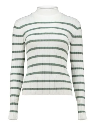 HaILYS - LS V CK Kl44ea Stripe offwhite/dwillow green stripe - Gr. - XS