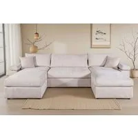 OTTO home Wohnlandschaft Cosy U-Form, B: 309 cm, Sitzaufbau im Sandwich-Federkern, 2 Zierkissen, Mega-Sofa, Cord oder Struktur weich, Kaltschaumauflage