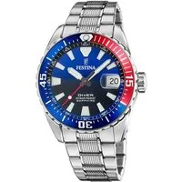 Festina Taucheruhr The Originals/Diver F20669/4, Armbanduhr,Quarzuhr,Herrenuhr,bis 20 bar wasserdicht, Edelstahlarmband