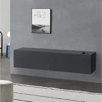 en.casa Hängeschrank »Evaton« mit 2 Klappen 140 x 33 x 30 cm Dunkelgrau, matt